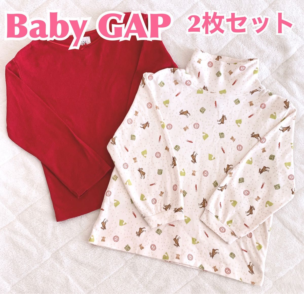 【2枚まとめ売り】Baby GAP ベイビーギャップ　長袖ロングTシャツ　紅白柄