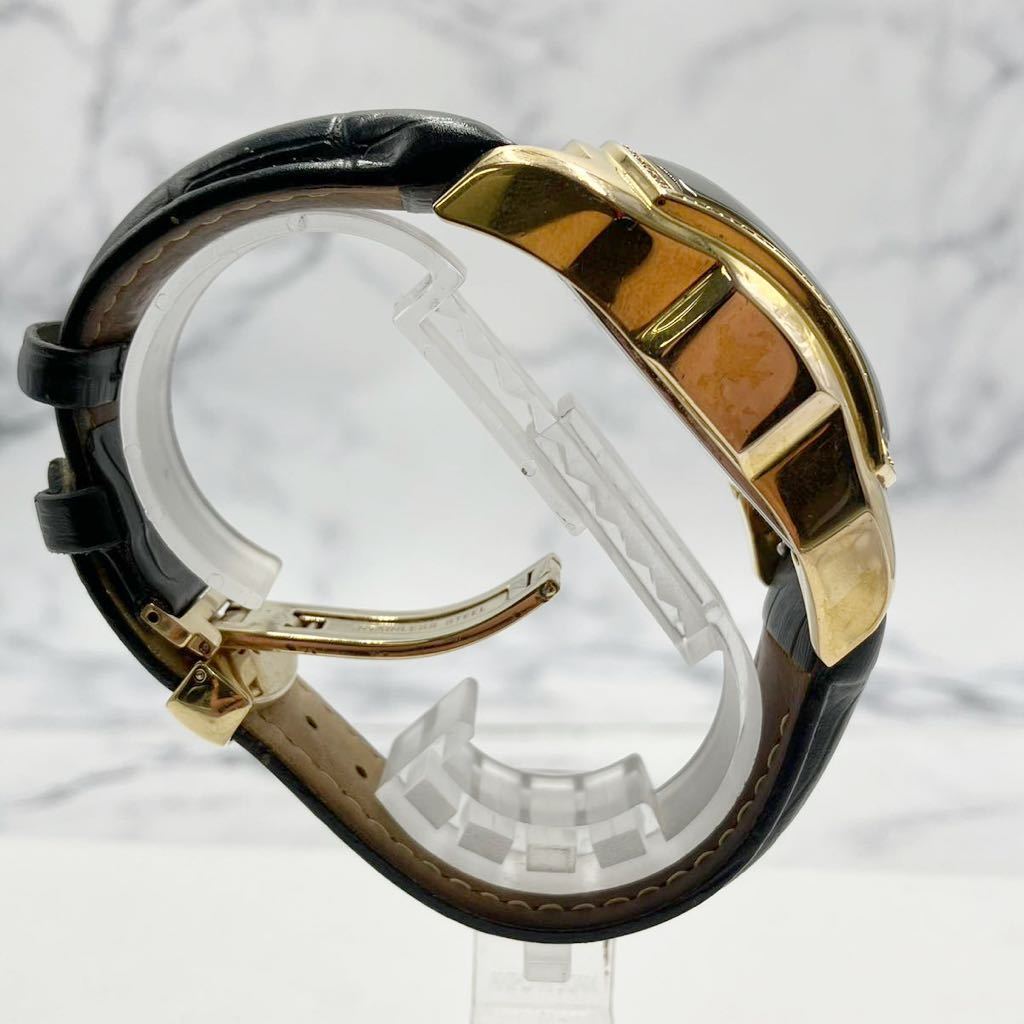 ◆【売り切り】IceLinkアイスリンク メンズ腕時計 PHAT Ice 10542 クロノグラフ デイト ゴールドカラー ラインストーン レザーベルト_画像4