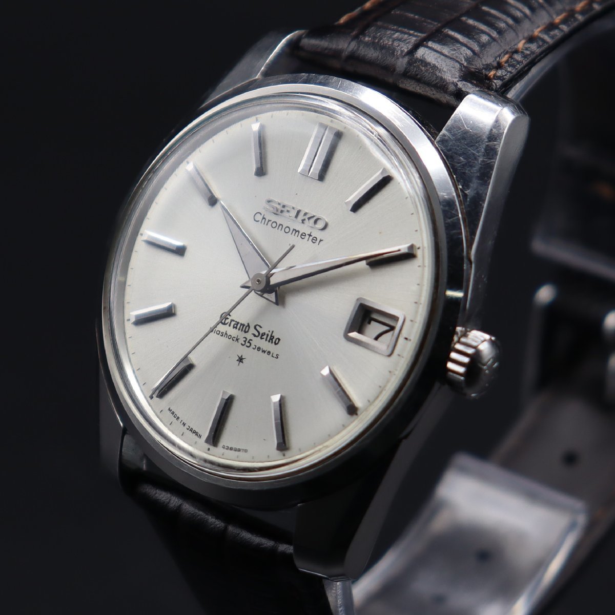 希少 GRAND SEIKO グランドセイコー クロノメーター セカンド 43999 手巻き 35石 1964年製 デイト 新品革ベルト アンティーク メンズ腕時計_画像1