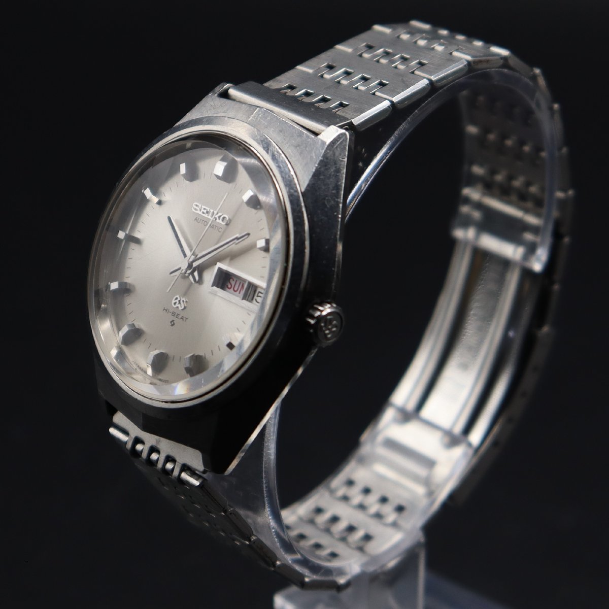 R6.1月OH済 SEIKO 61GS HI-BEAT グランドセイコー ハイビート 自動巻 6146-8050 3面カットガラス メダリオン 1972年諏訪 デイデイト メンズ_画像3