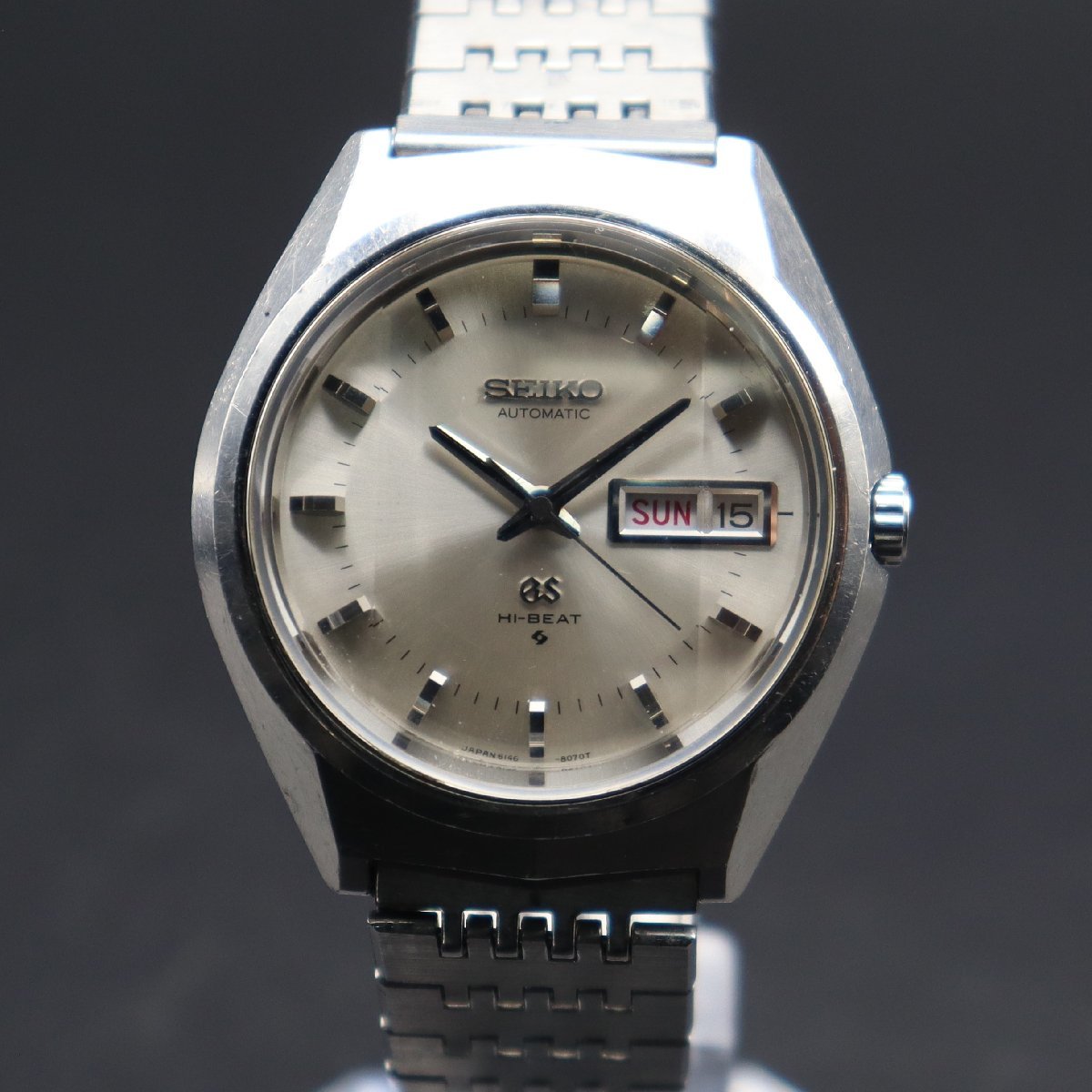 R6.1月OH済 SEIKO 61GS HI-BEAT グランドセイコー ハイビート 自動巻 6146-8050 3面カットガラス メダリオン 1972年諏訪 デイデイト メンズ_画像2