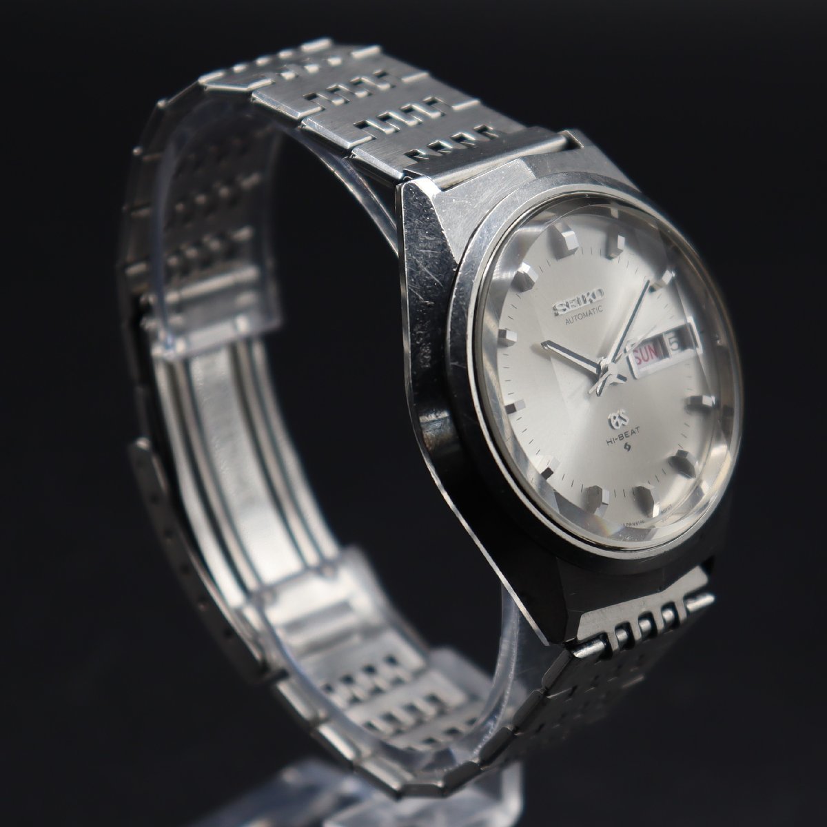 R6.1月OH済 SEIKO 61GS HI-BEAT グランドセイコー ハイビート 自動巻 6146-8050 3面カットガラス メダリオン 1972年諏訪 デイデイト メンズ_画像4