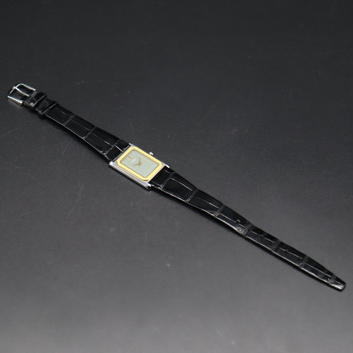 良品 SEIKO CREDOR セイコー クレドール 6730-5100 クォーツ 2針 14Kベゼル スクエア 亀戸 純正革ベルト レディース腕時計_画像8