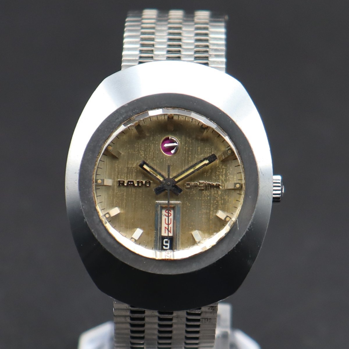 RADO DIASTAR ラドー ダイヤスター 自動巻き 超硬ケース 3面カットガラス タツノオトシゴ ジャンク RADOブレス アンティーク メンズ腕時計_画像3