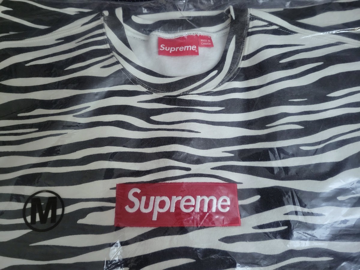 正規品 新品 未開封 FW22 Supreme Box Logo Crewneck シュプリーム ボックス ロゴ クルーネック トレーナー Zebra ゼブラ Mediumミディアム_画像3