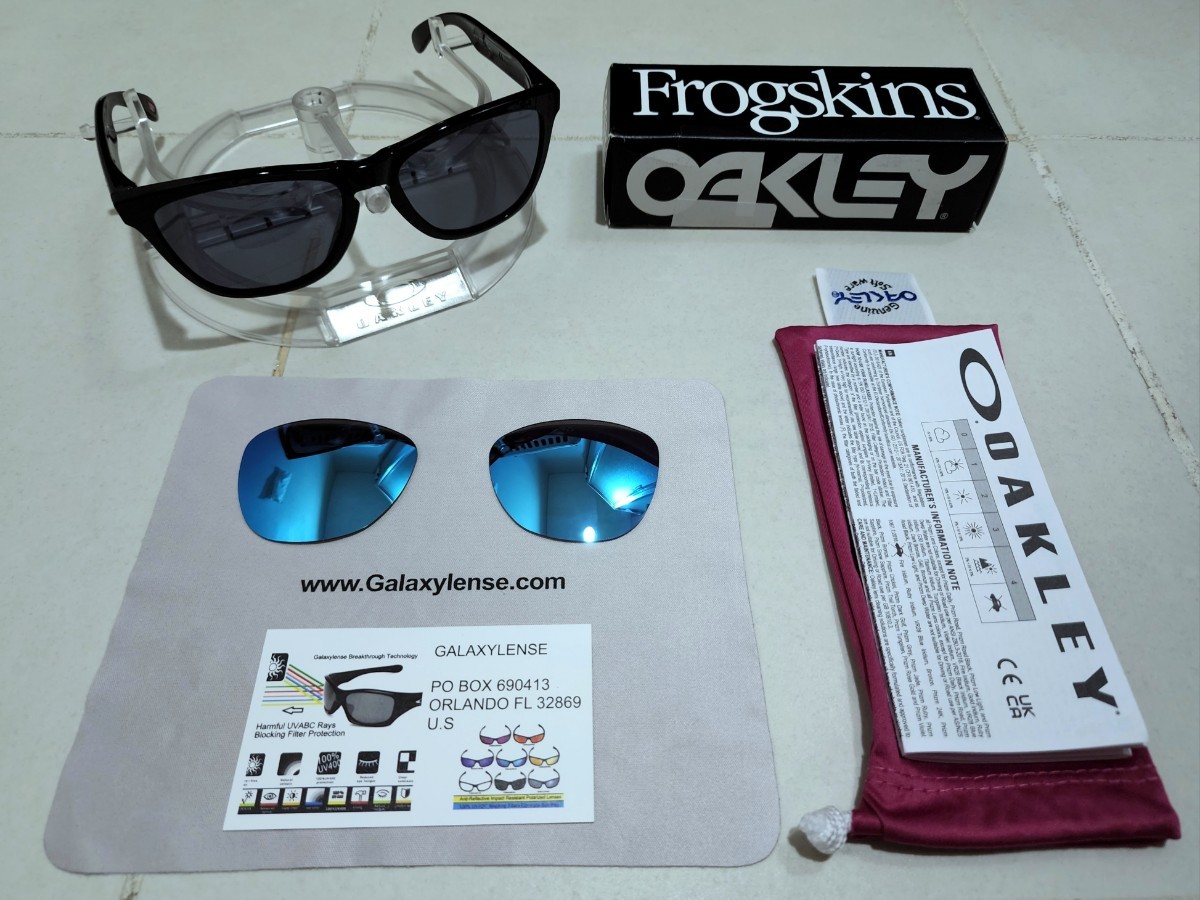 正規品 新品 偏光レンズ付き OAKLEY FROGSKINS オークリー フロッグスキン Sapphire Polarized サファイア ポラライズド サングラス_画像3