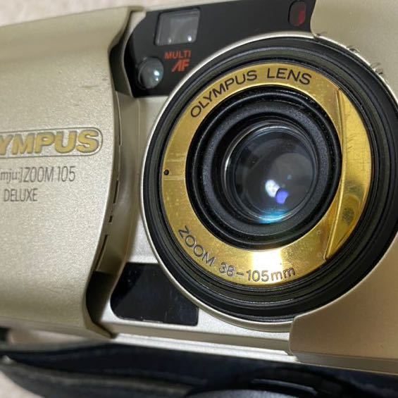 1円〜 OLYMPUS μ ｍju ZOOM deluxe105ケース、リモコン付き　フィルムカメラ_画像3