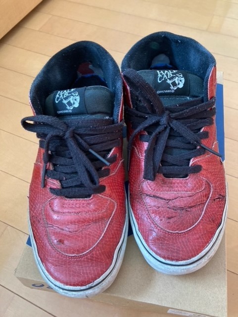 USED VANS HALFCAB バンズ ハーフキャブ レッド 蛇柄 スネーク US9 27 cm レア物 ビンテージ_画像2