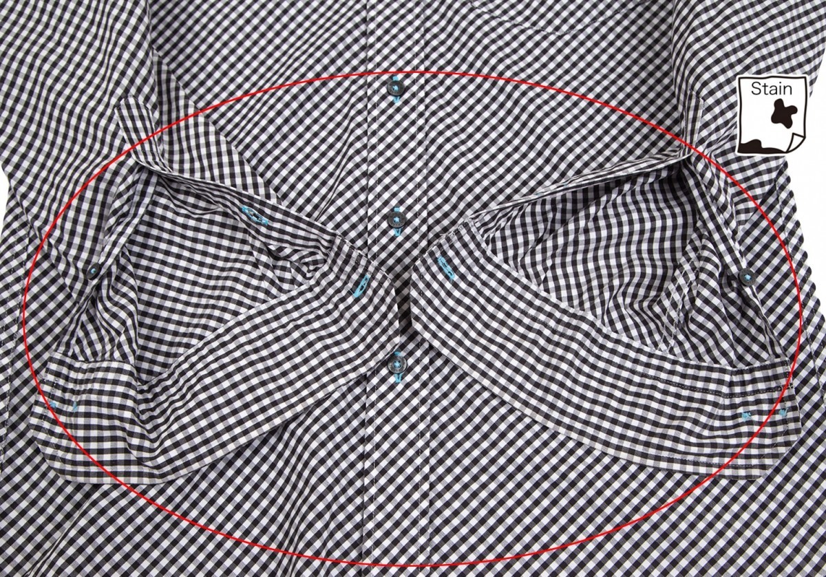 バーバリー ブラックレーベルBURBERRY BLACK LABEL ギンガムチェックボタンダウンシャツ 黒白1_袖裏に汚れがあります。