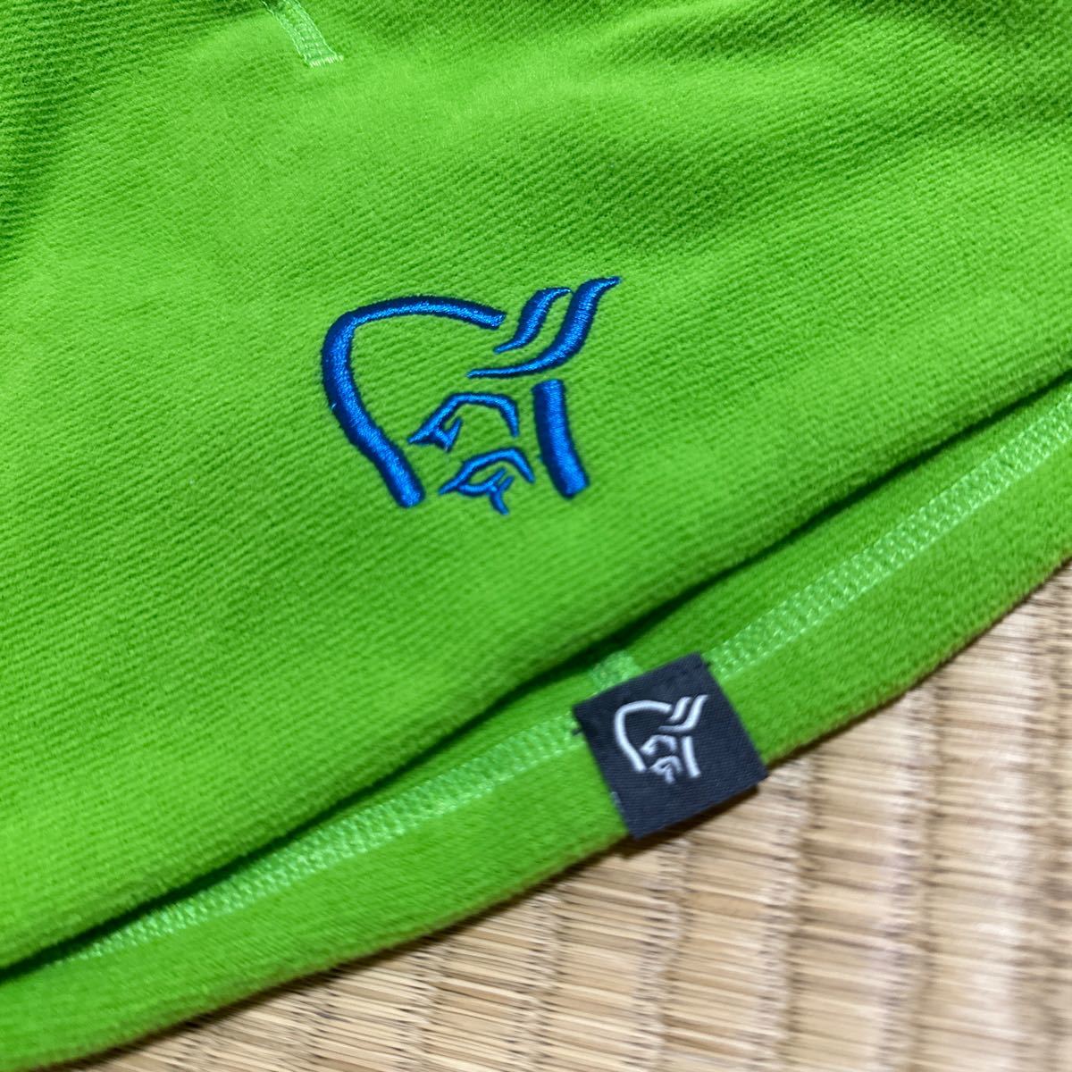 NORRONA WARM BEANIE BAMBOO GREEN / ELECTRIC BLUE L 108069 ニット帽 used美品_画像6