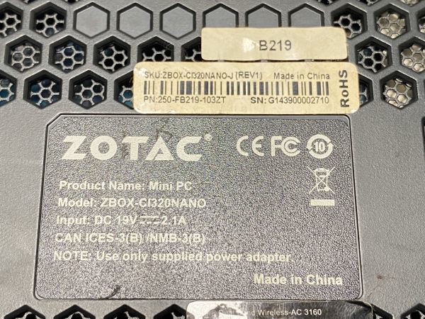 【ジャンク】ZOTAC ベアボーンPC ZBOBX-CI320NANO【2423110036093】_画像4