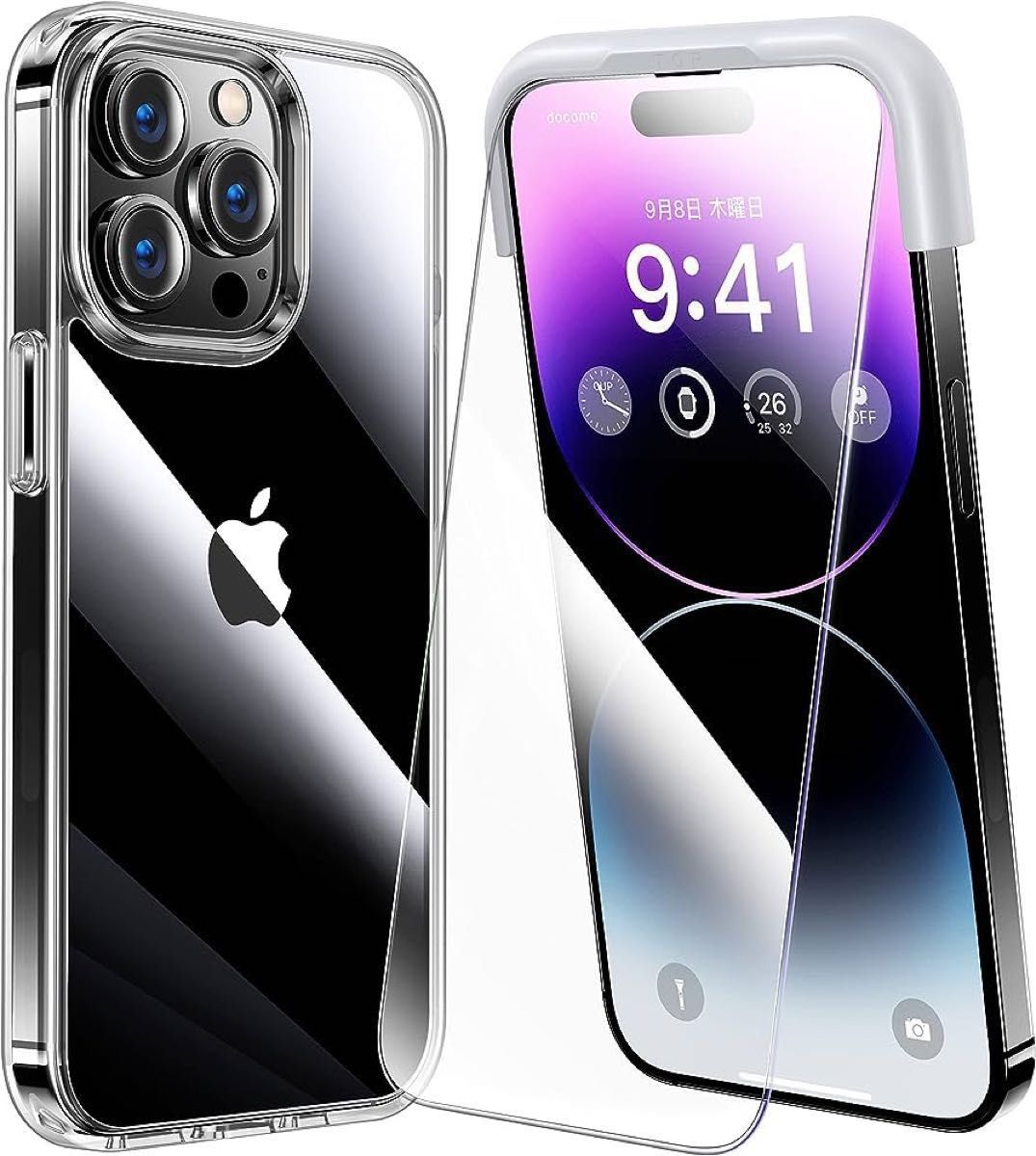 iPhone14 Pro Max ガラスフィルム ×2 スマホケース ×1 全面保護セット