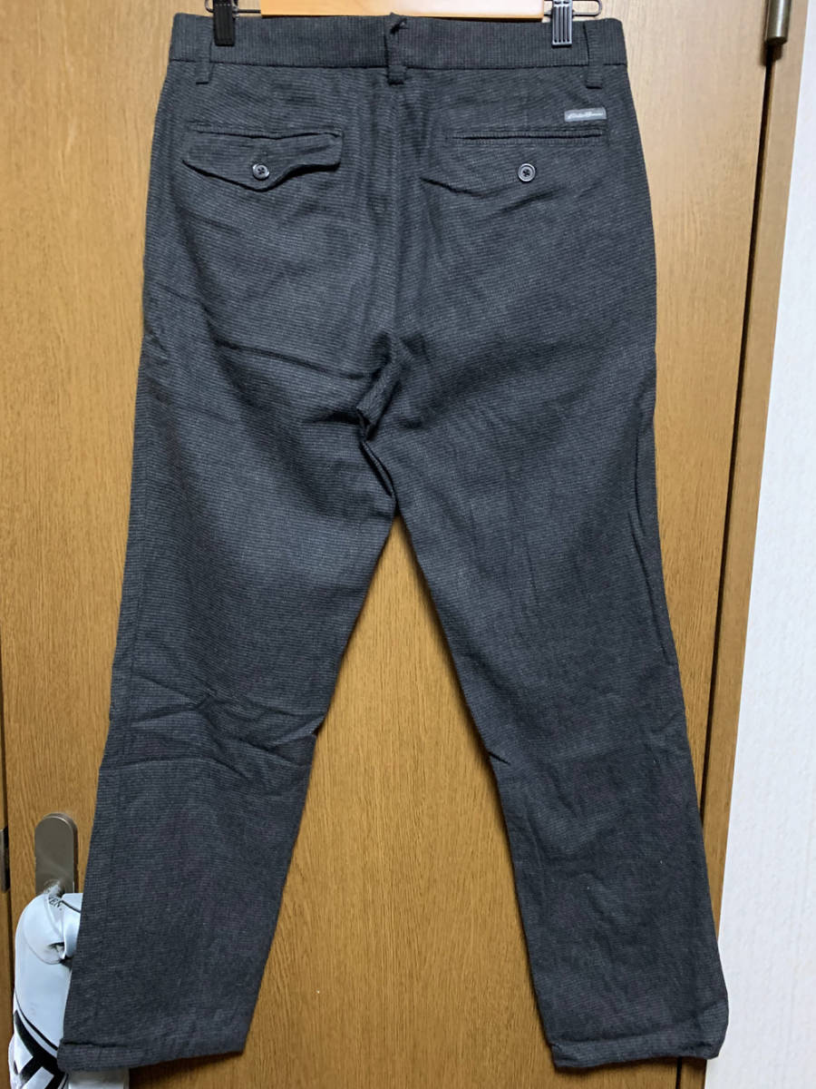 W30 Eddie Bauer / エディーバウアー スラックス パンツ グレー千鳥格子系 ストレッチ素材_画像3