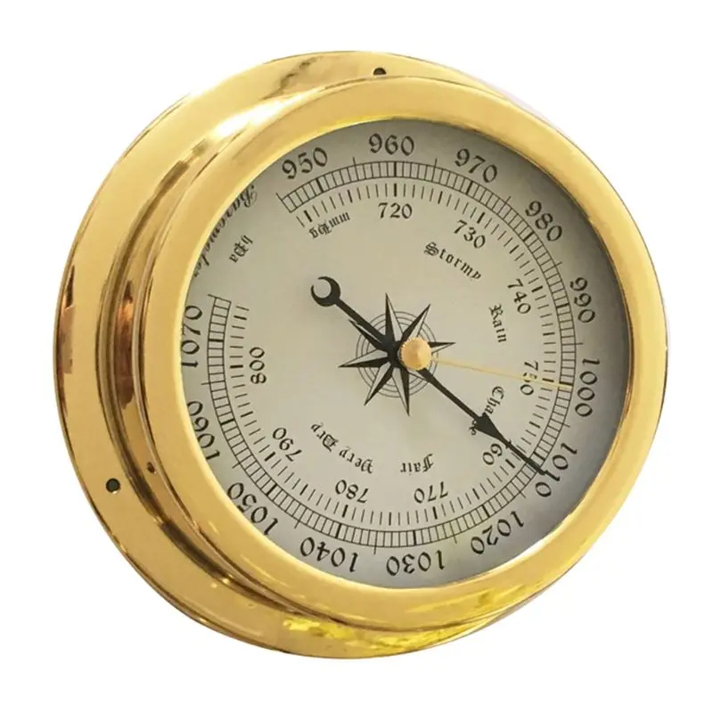 #1742# 4インチ 4ピース/セット 温度計 湿度計 気圧計 時計 バロメーター 時計 銅 シェル ジルコニウム マリン_画像5