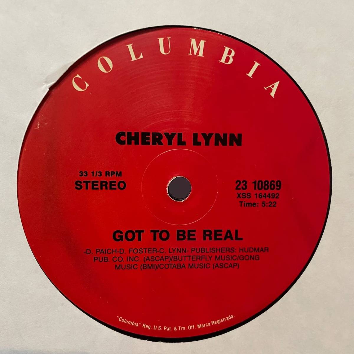 【即決】【再生確認済み】Cheryl Lynn/Got To Be Real/Star Love/Columbia 23 10869_画像1