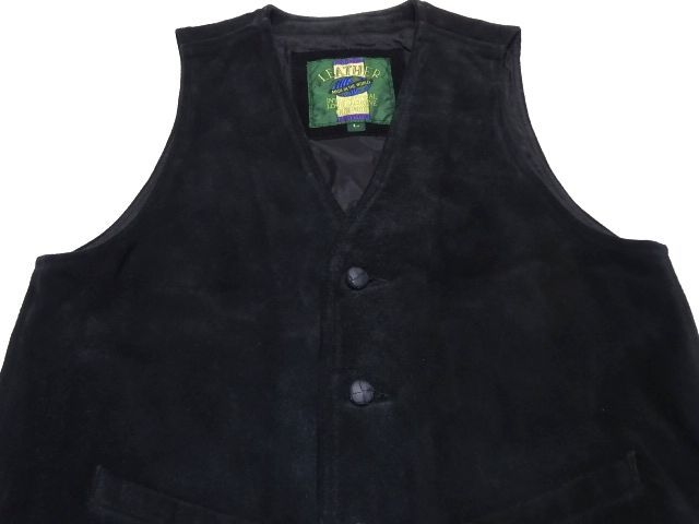 MADE IN THE WORLD 90s vintage original LEATHER VEST L size / スエード レザー ベスト ブラック 本革 メンズ_画像2