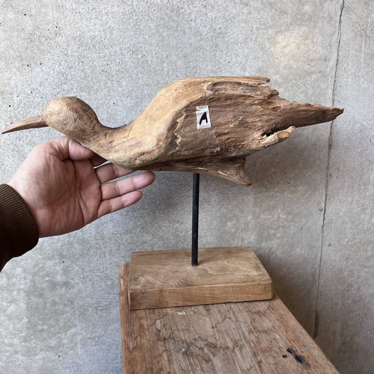 チークバードA 木彫り インテリア 鳥_画像4