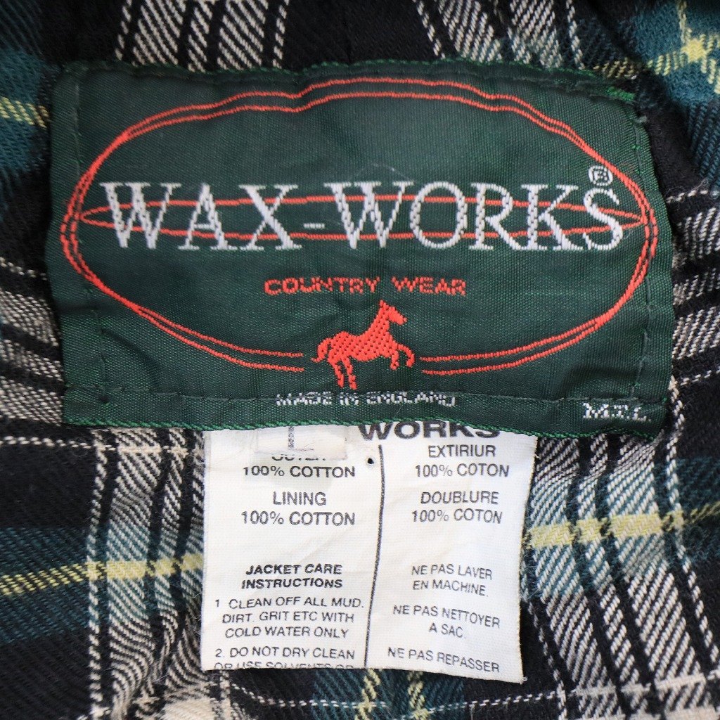 WAX-WORKS インバネスコート オイルドジャケット 防寒 ロング丈 ブラウン (メンズ L) O8772 1円スタート_画像6