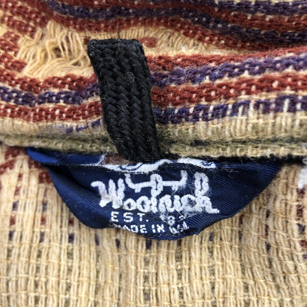 80年代 USA製 WOOLRICH ウールリッチ ネイティブ柄 ウール ジップアップ ジャケット 防寒 ベージュ (メンズ XL) O9630 1円スタート_画像5