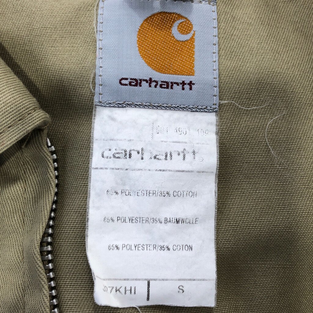 Carhartt カーハート コットン ワーク ジャケット 刺繍 ワンポイントロゴ アウター カーキ (メンズ S) 中古 古着 P5202_画像3