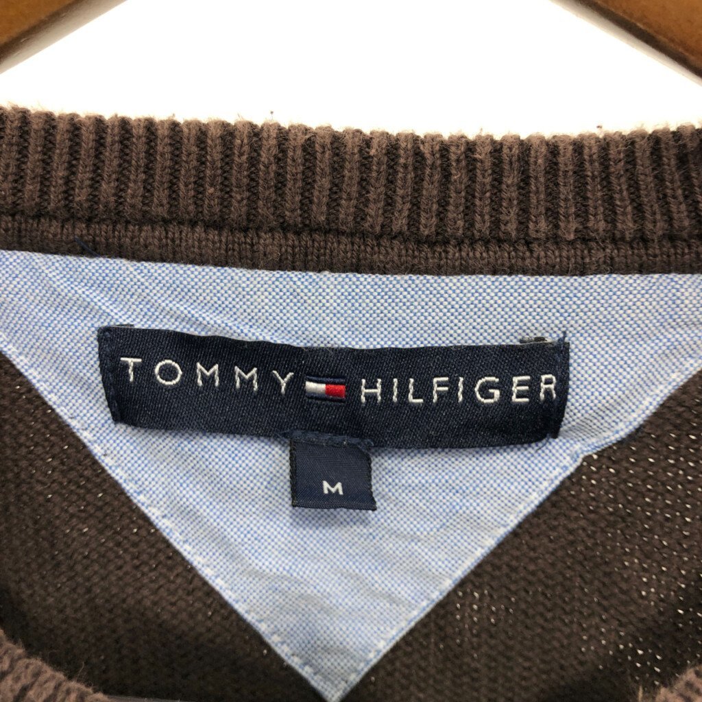 TOMMY HILFIGER トミーヒルフィガー クルーネック コットンニット セーター ブラウン (メンズ M) 中古 古着 P5253_画像6