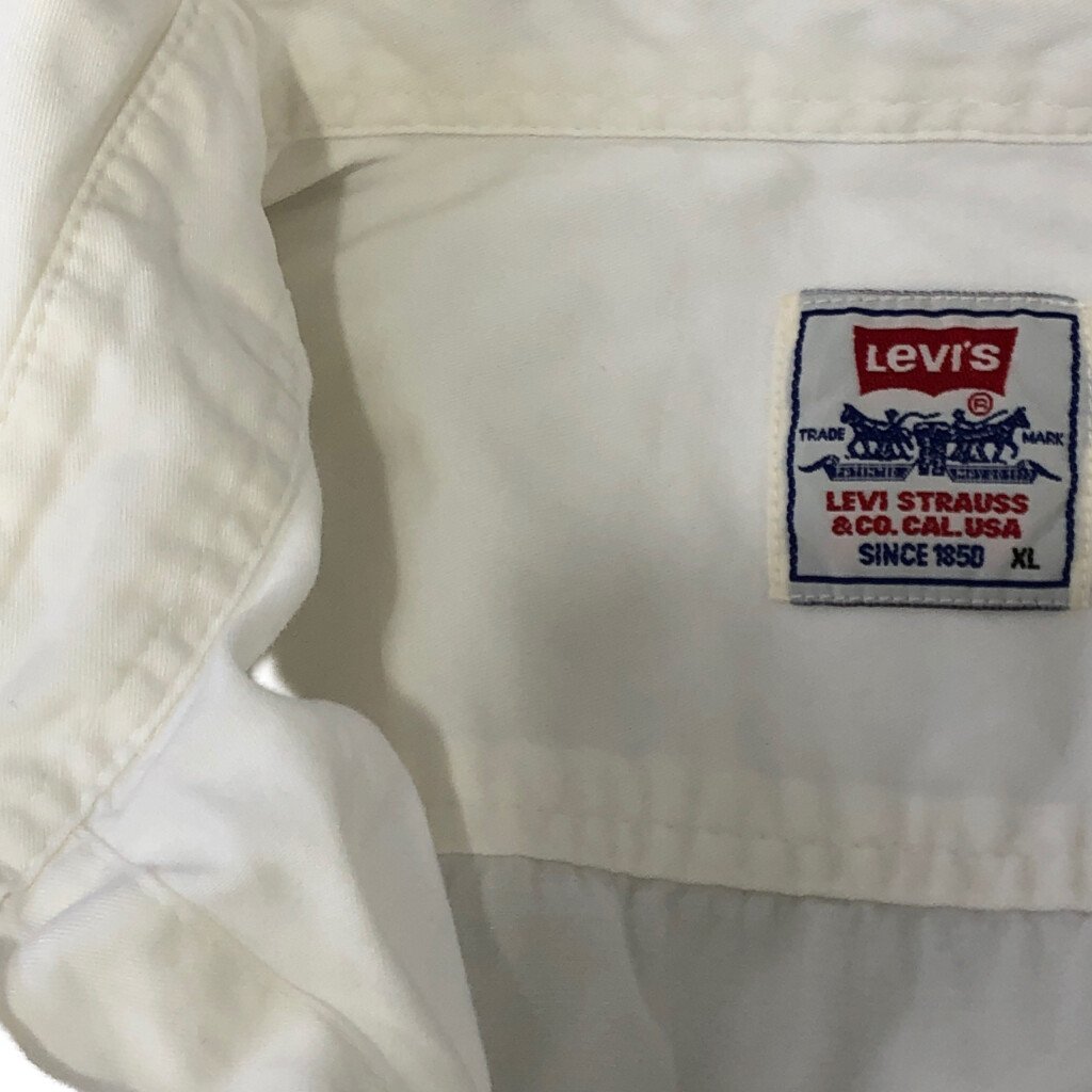 90年代 Levi's リーバイス コットン 無地 長袖シャツ アメカジ カジュアル ホワイト (メンズ XL) 中古 古着 P5343_画像5