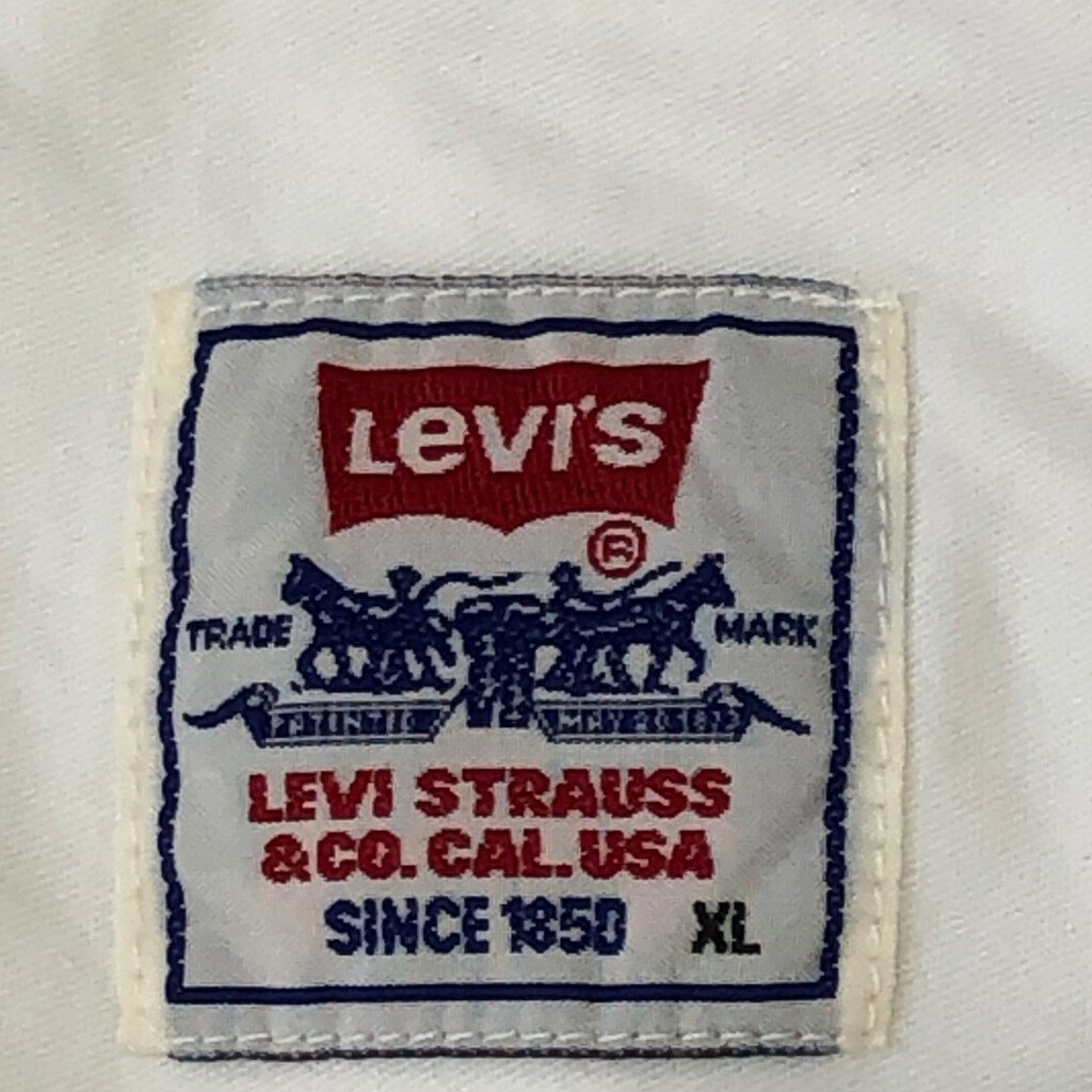90年代 Levi's リーバイス コットン 無地 長袖シャツ アメカジ カジュアル ホワイト (メンズ XL) 中古 古着 P5343_画像6