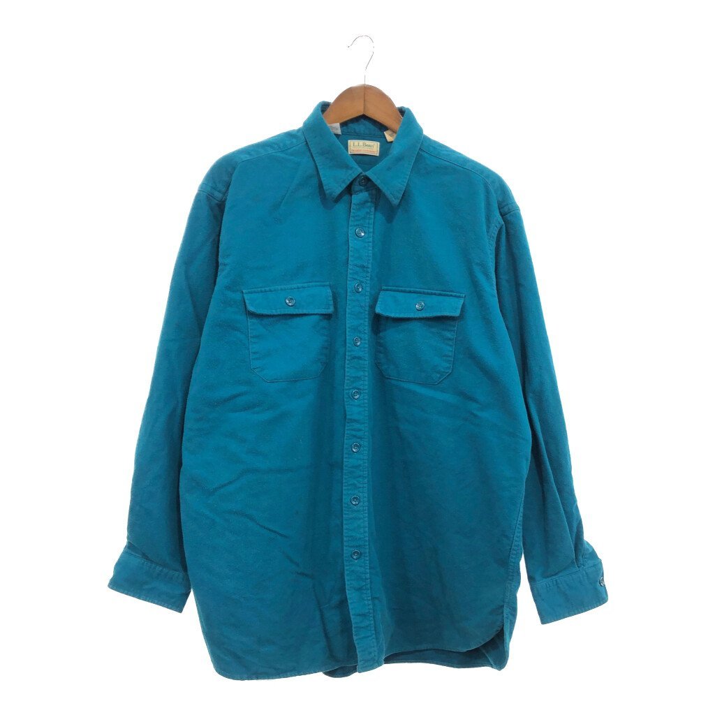 お歳暮 人気 オシャレ シャモアクロス エルエルビーン L.L.Bean USA製 80年代 長袖シャツ P5396 古着 中古 19) (メンズ グリーン カジュアル アメカジ アウトドア 男性用