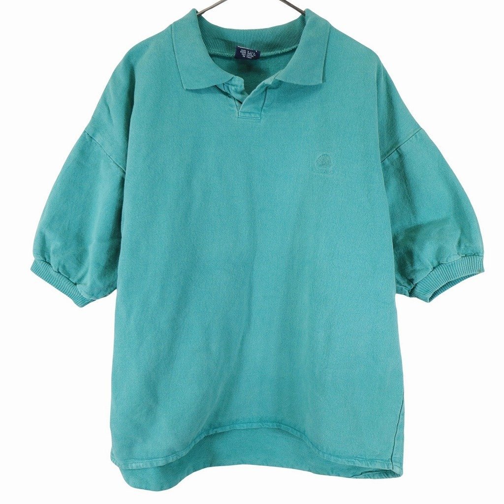 90年代 USA製 WEK THE WORLD ポロシャツ 刺繍 ティファニーブルー (メンズ 1) O3825 1円スタート_画像1