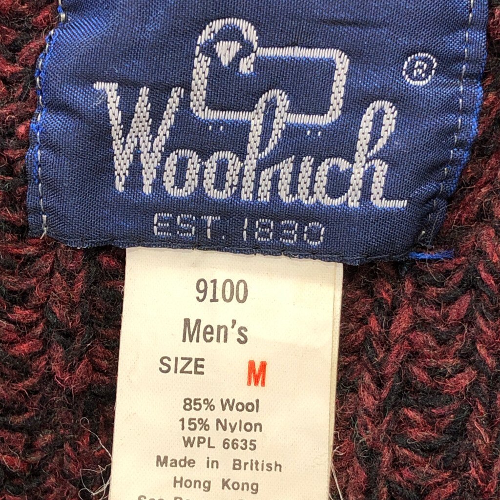 80年代 WOOLRICH ウールリッチ ウール ニット ローゲージ コマンドセーター セーター カジュアル ワインレッド (メンズ M) 中古 古着 p5417_画像5