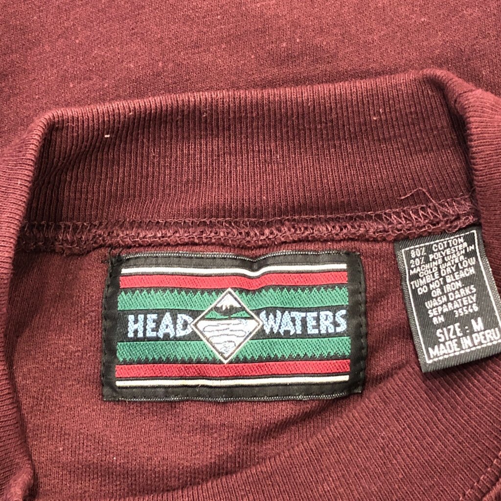 HEAD WATERS アニマル シカ柄 刺繍 スウェット トレーナー カジュアル ワインレッド (メンズ M) 中古 古着 P5616_画像5