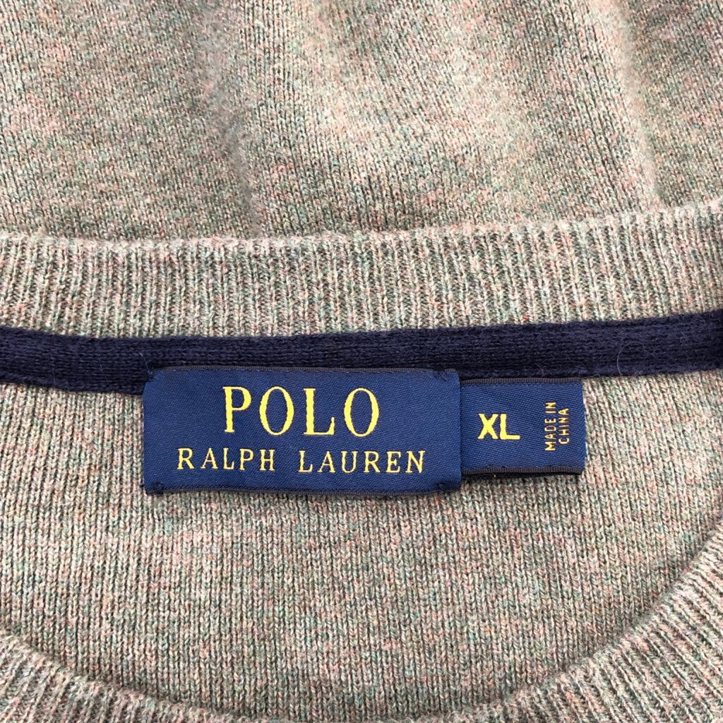 Polo by Ralph Lauren ポロ ラルフローレン コットン ニット クルーネック セーター カジュアル グリーン (メンズ XL) 中古 古着 P5631_画像4