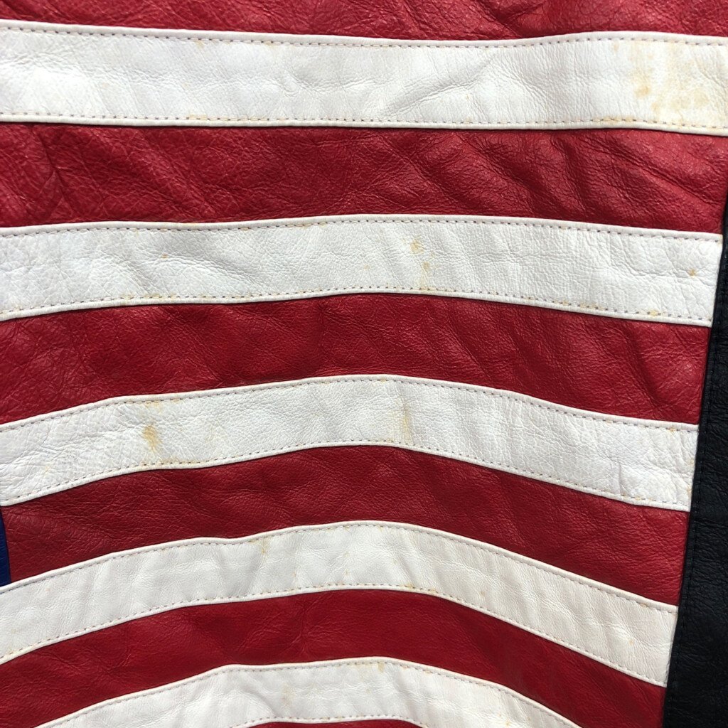 2000年代～ U.S.A LEATHER 革ジャン レザージャケット 星条旗 ブラック (メンズ L) P5512 1円スタート_画像6