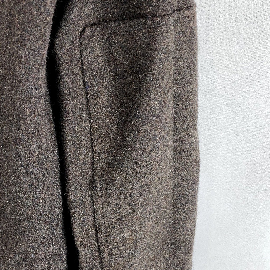 UNKNOWN ステンカラー コート 防寒 ダブルニー ウール ブラウン (メンズ 40‐44) P0135 1円スタート_画像4