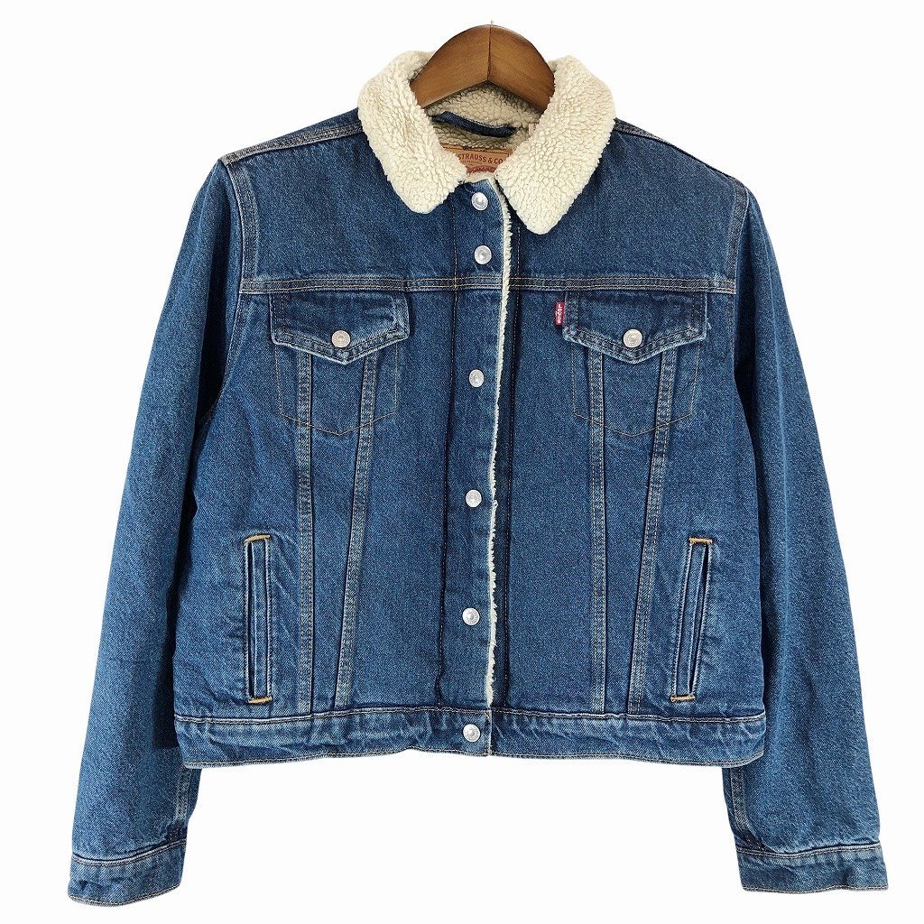 Levi's リーバイス 裏地ボア デニムジャケット アメカジ インディゴブルー (レディース XL) P0162 1円スタート_画像1