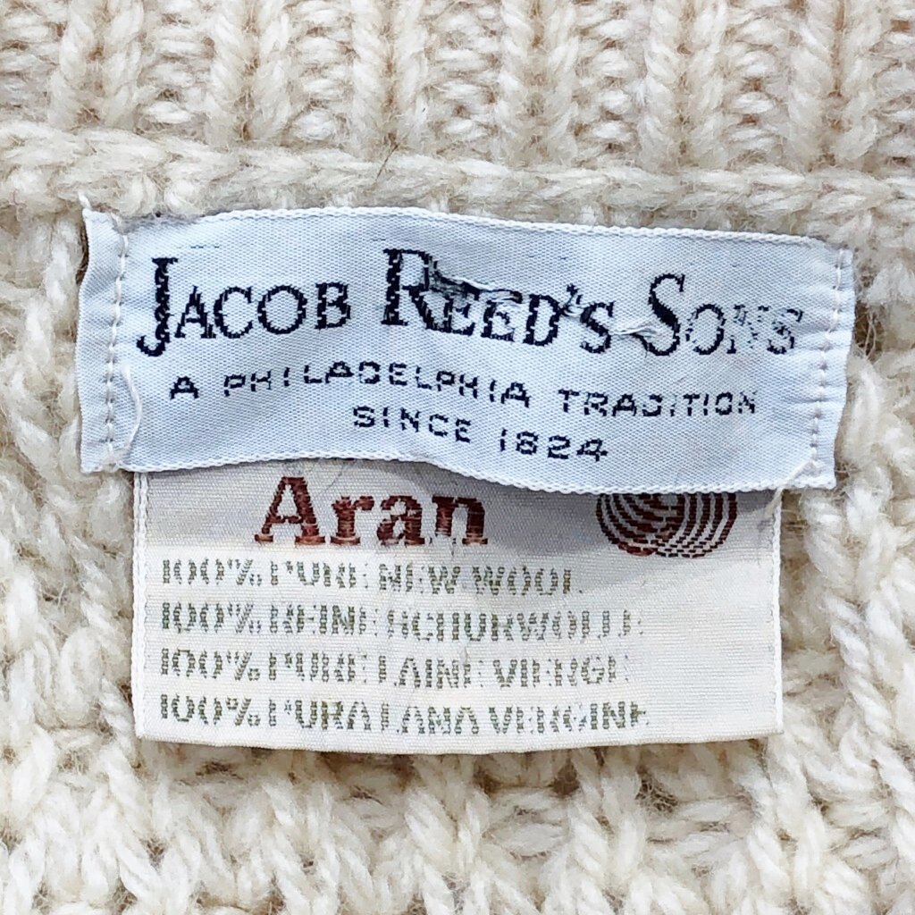 90年代 JACOB REED’S SONS ウール アランニット セーター フィッシャーマン ベージュ (メンズ L相当) P2018 1円スタート_画像6