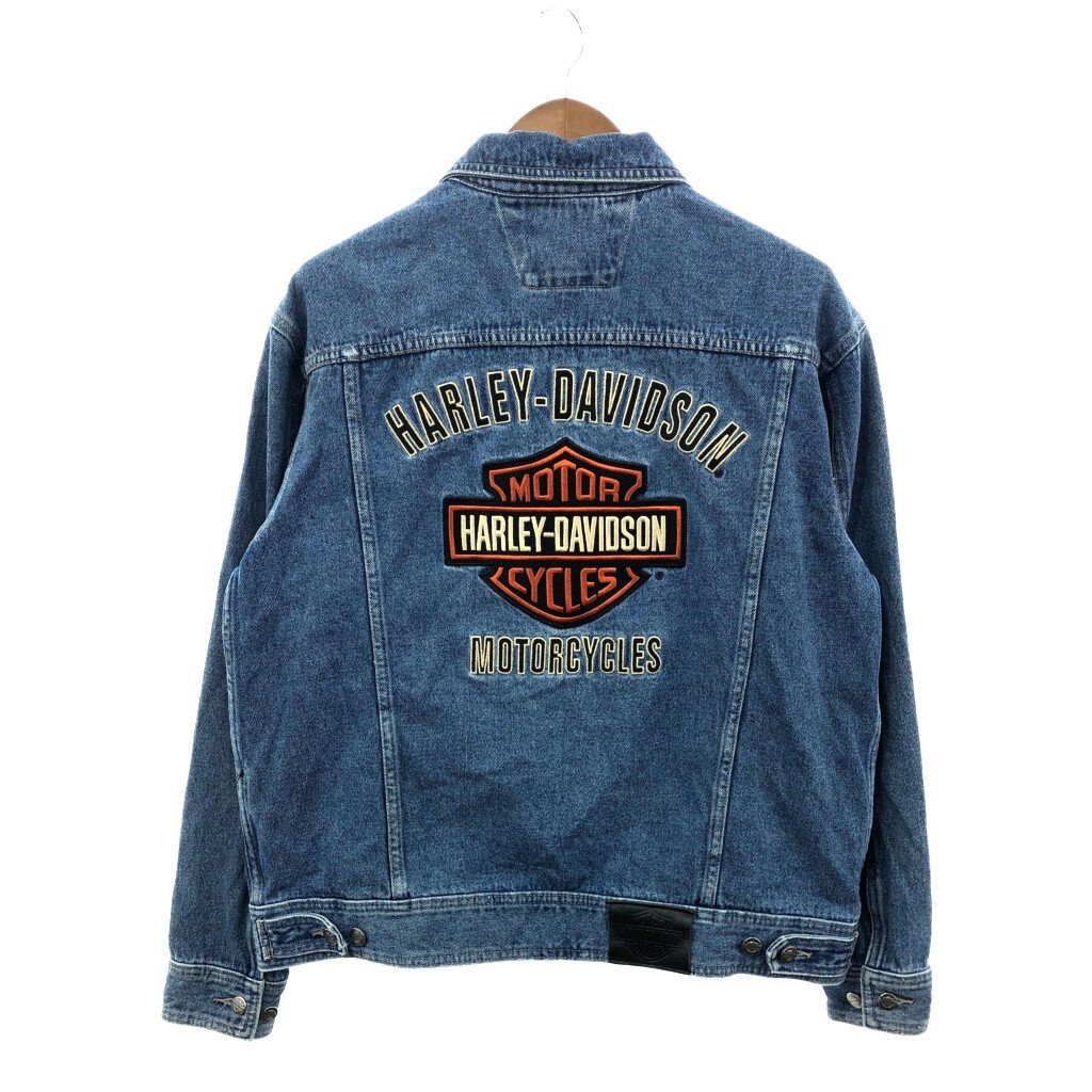 SALE///// HARLEY DAVIDSON ハーレーダビッドソン ワッペン デニムジャケット ブルー (メンズ L) P2169_画像2