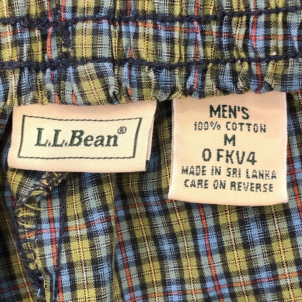 SALE///// L.L.Bean エルエルビーン コットン イージーパンツ アウトドア チェック柄 グリーン (メンズ M) P2688_画像3