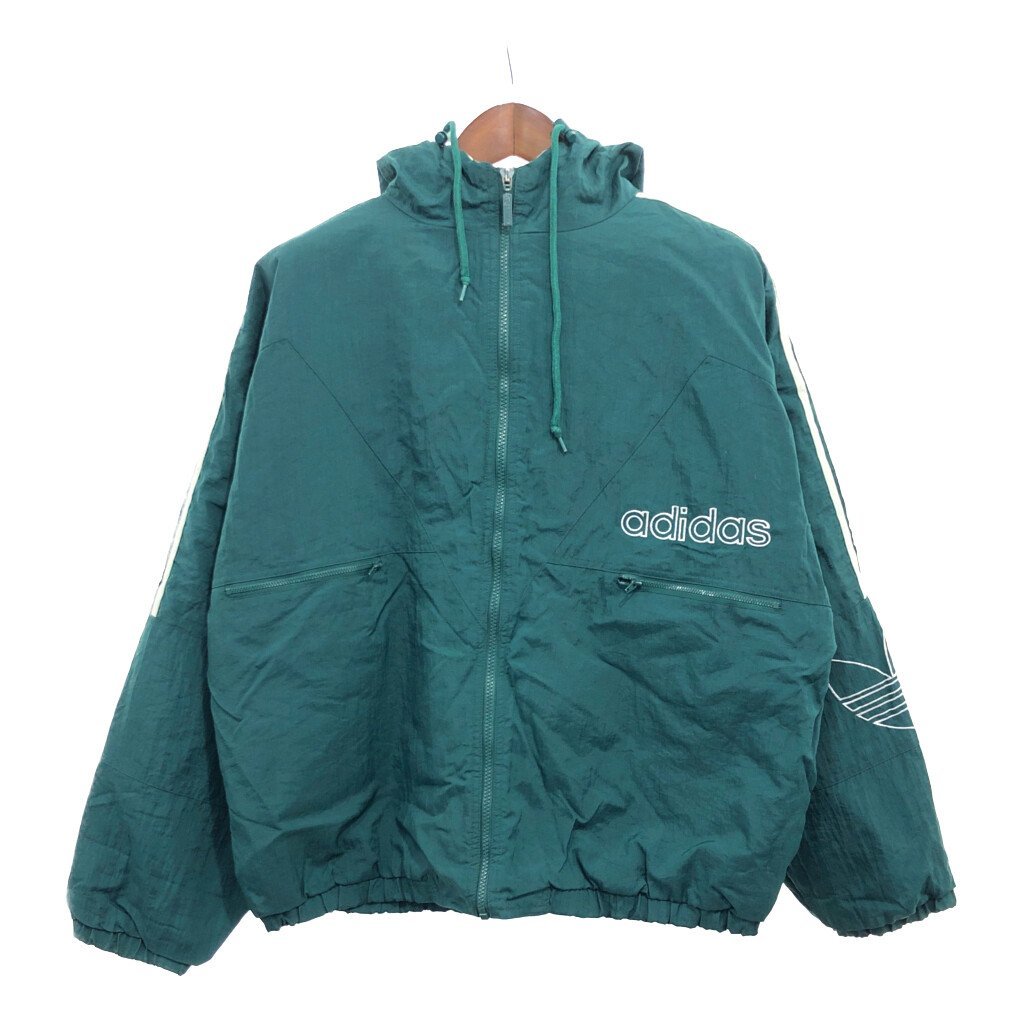 80年代 adidas アディダス トラックジャケット アウター カジュアル スポーツ グリーン (メンズ L) 中古 古着 P6259_画像1