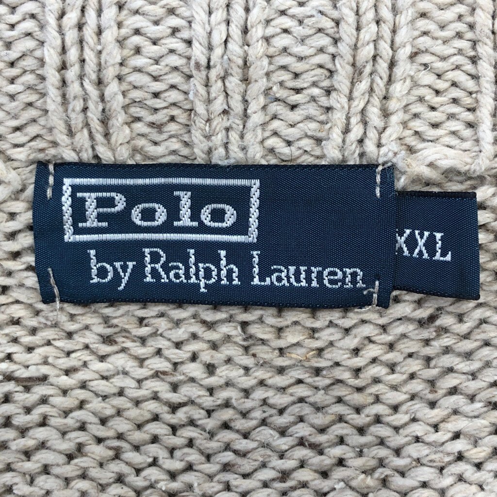 SALE///// Polo by Ralph Lauren ポロ ラルフローレン コットン ハーフジップ セーター ヘンプ混 ベージュ (メンズ XXL) P3369_画像5