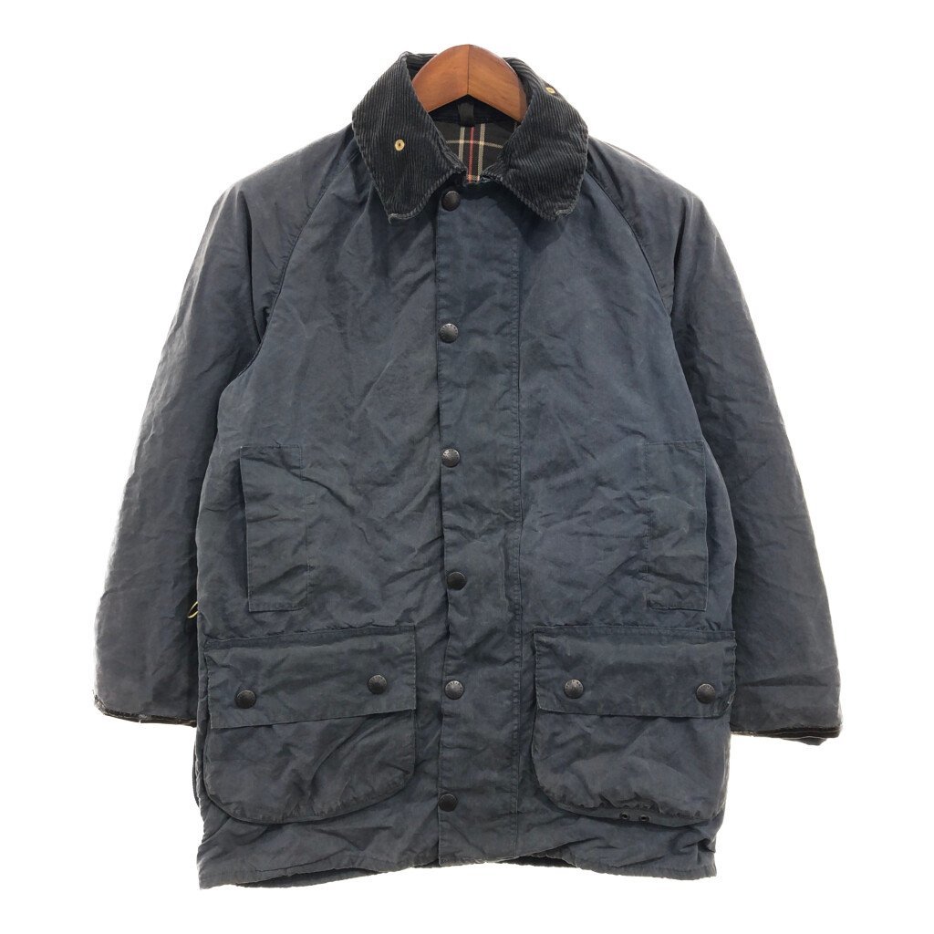 80年代 イングランド製 Barbour バブアー BEAUFORT オイルドジャケット ３ワラント ネイビー (メンズ 91cm/36in) 中古 古着 P6537_画像1