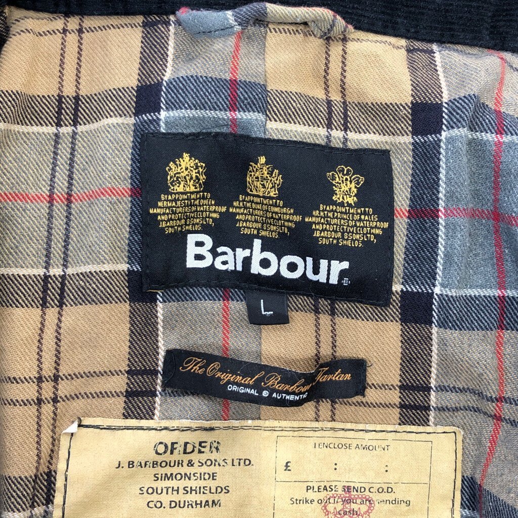 Barbour バブアー Hardwick オイルドジャケット アウター 防寒 防風 ユーロ ネイビー (メンズ L) 中古 古着 P6599_画像9