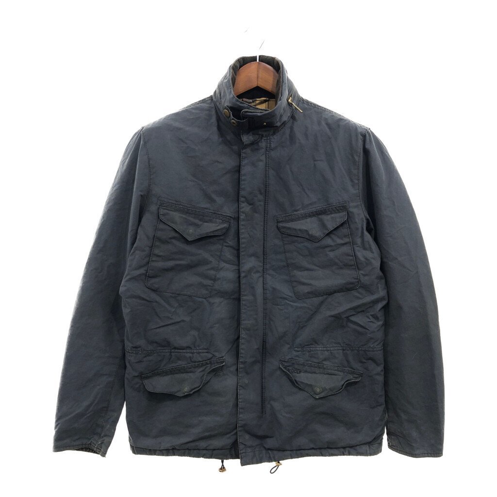 Barbour バブアー Hardwick オイルドジャケット アウター 防寒 防風 ユーロ ネイビー (メンズ L) 中古 古着 P6599_画像1