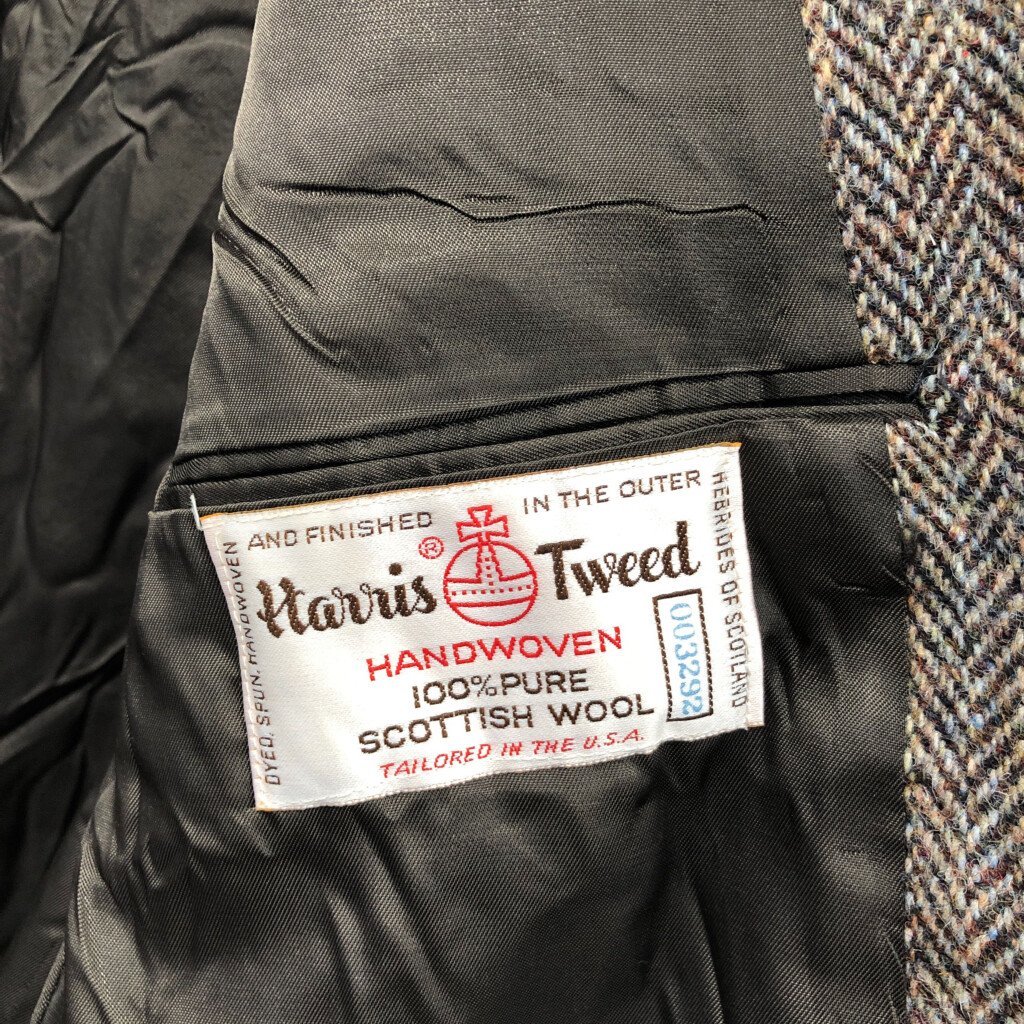 90年代 Haarris Tweed ハリスツイード シングルテーラードジャケット アウター ブラウン (メンズ L相当) 中古 古着 P7286_画像8