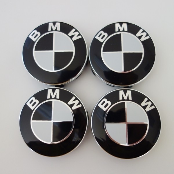 BMW センターキャップ 56mm ブラック ホワイト 防止フィルム付き 4個セット 新品未使用 送料無料_画像1