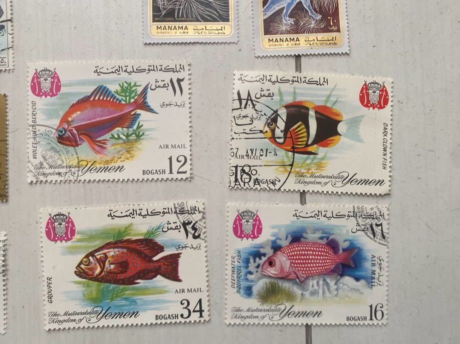希少 中東 ARAB アラブ イエメン UMM postage stamp 世界 動物 魚 切手 郵便 郵政 スタンプ コレクション アンティーク 骨董 大量 まとめて_画像6