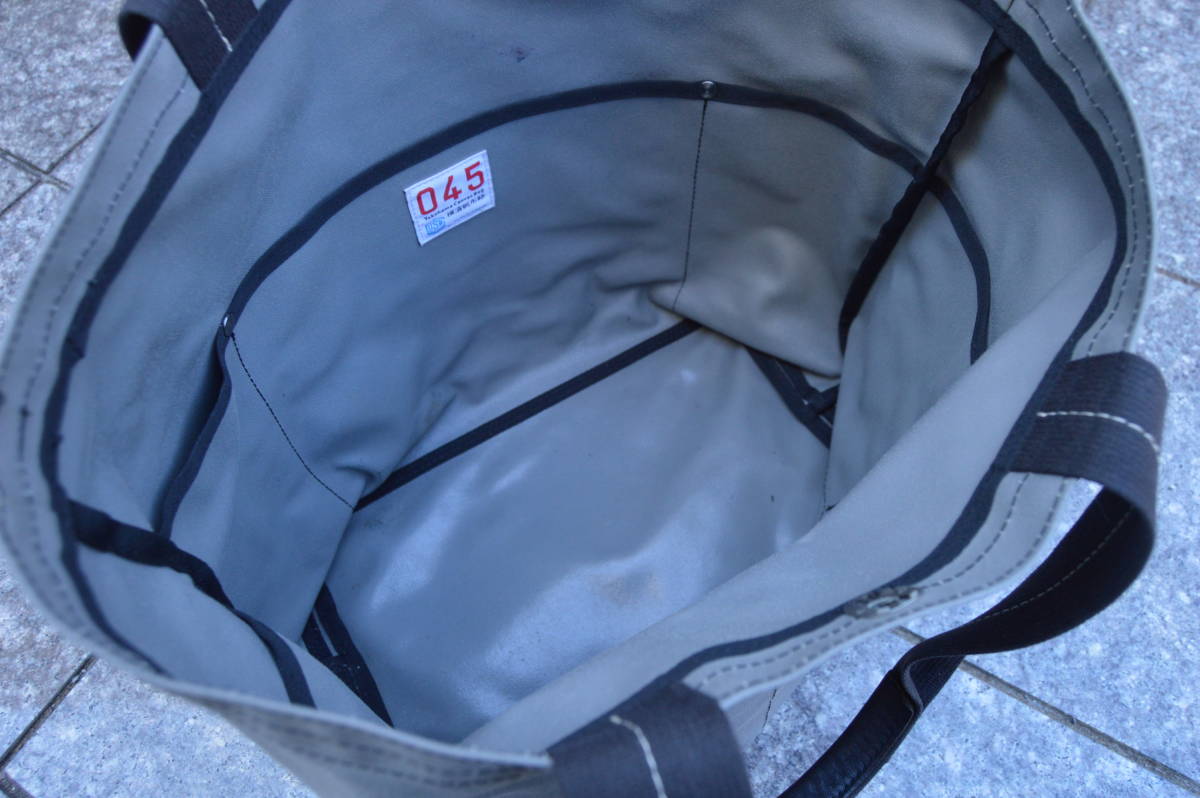 E996 中古 yokohama canvas bag 横浜帆布鞄 ムーンアイズ 045 トートバッグ スクエア グレー Aの画像8