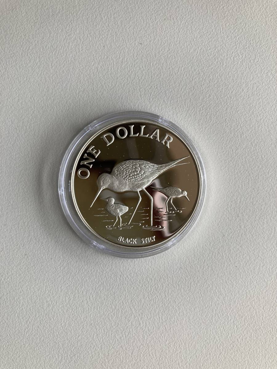 銀貨　ニュージーランド　1985年　1ドル　背高鷸　セイタカシギ　プループ　_画像2
