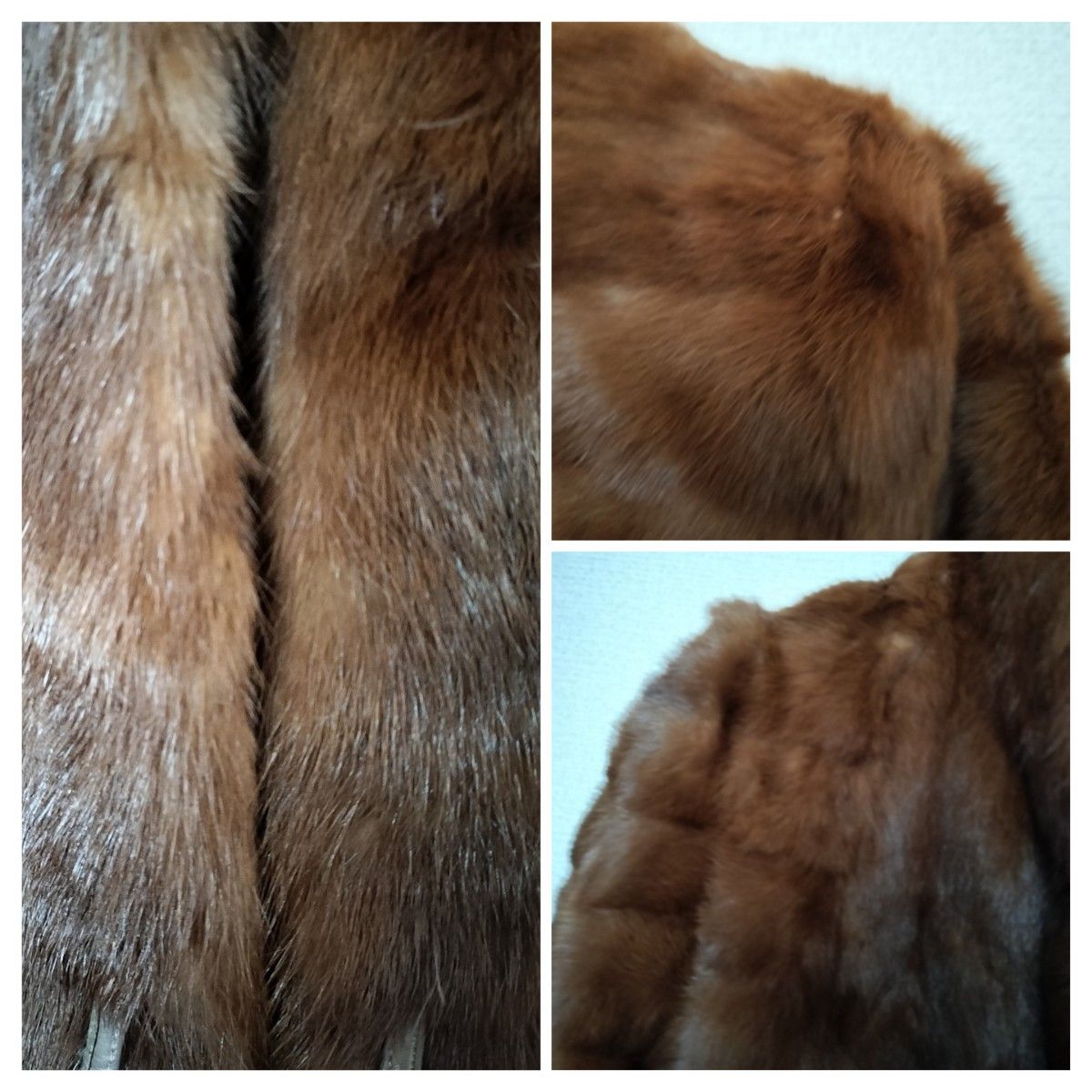 【高級毛皮】ウィーゼルハーフコート　上質毛皮コート　リアルファーコート　11号
