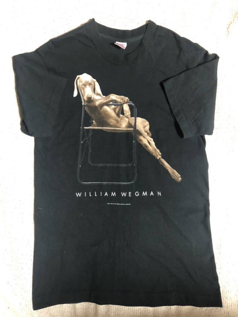 ヴィンテージ/ビンテージ 良品 USA製 フルーツボディ 94年 William Wegman/ウィリアムヴェグマン 犬プリント Ｔシャツ 黒 M_画像1